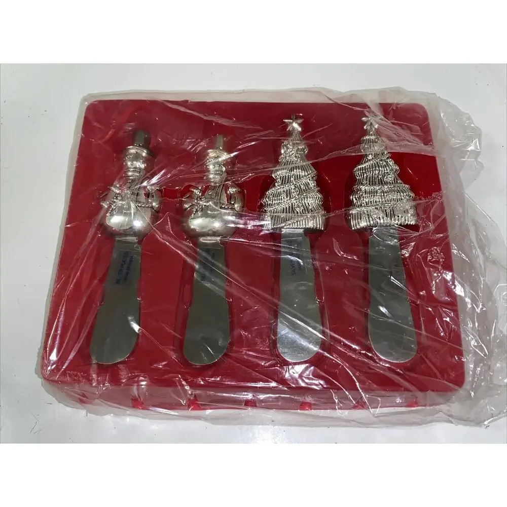 Vintage‎ 1999 Wallace Silversmiths Set of 4 Silver Plated SS Holiday Spreaders